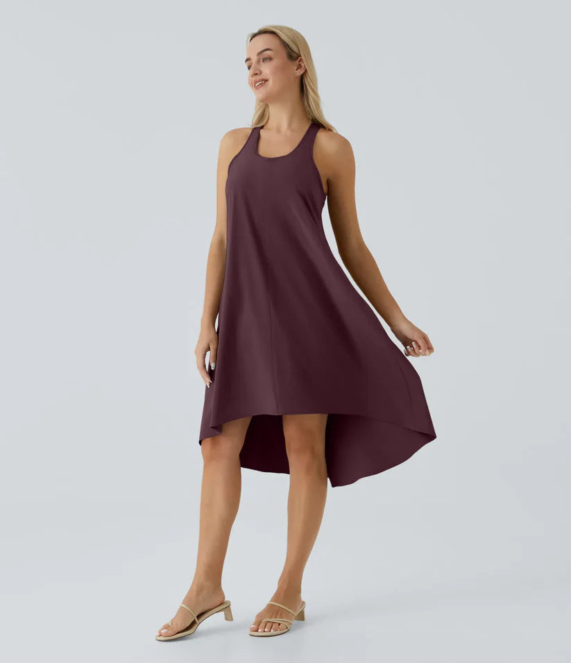 Side Pocket High Low Flowy Midi (Without Built in Bra)