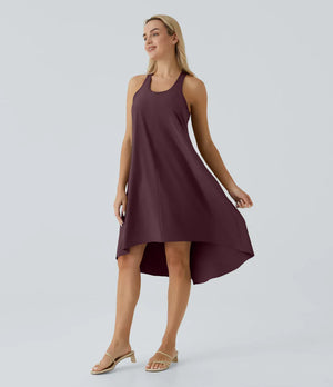 Side Pocket High Low Flowy Midi (Without Built in Bra)