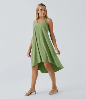 Side Pocket High Low Flowy Midi (Without Built in Bra)