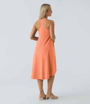 Side Pocket High Low Flowy Midi (Without Built in Bra)