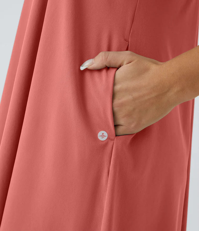 Side Pocket High Low Flowy Midi (Without Built in Bra)