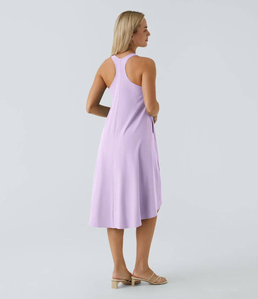 Side Pocket High Low Flowy Midi (Without Built in Bra)