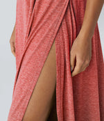 U Neck Backless Split Flowy Maxi Casual Tank Dress