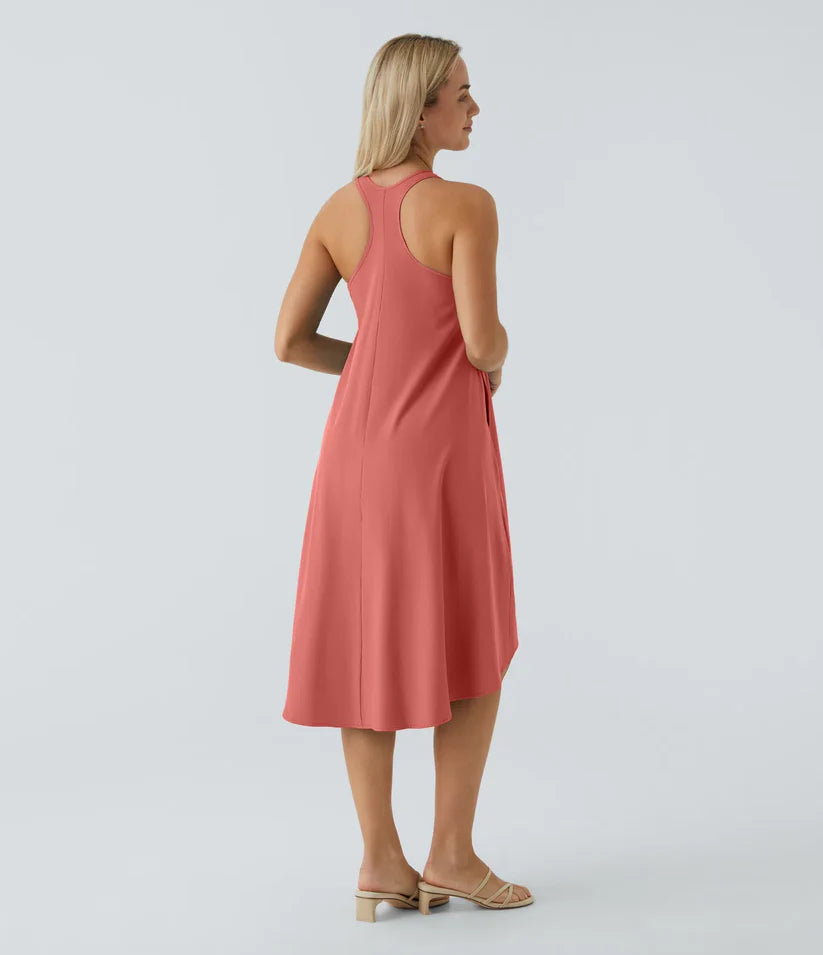Side Pocket High Low Flowy Midi (Without Built in Bra)