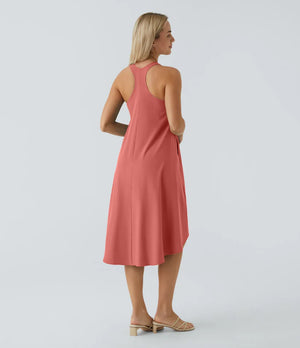 Side Pocket High Low Flowy Midi (Without Built in Bra)