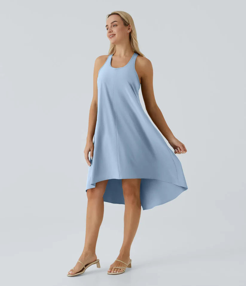 Side Pocket High Low Flowy Midi (Without Built in Bra)
