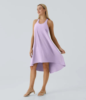 Side Pocket High Low Flowy Midi (Without Built in Bra)
