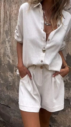 Cotton and Linen Blouse Set