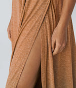 U Neck Backless Split Flowy Maxi Casual Tank Dress