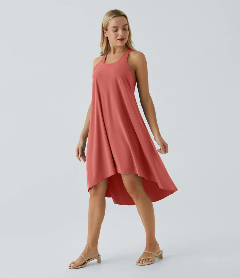 Side Pocket High Low Flowy Midi (Without Built in Bra)
