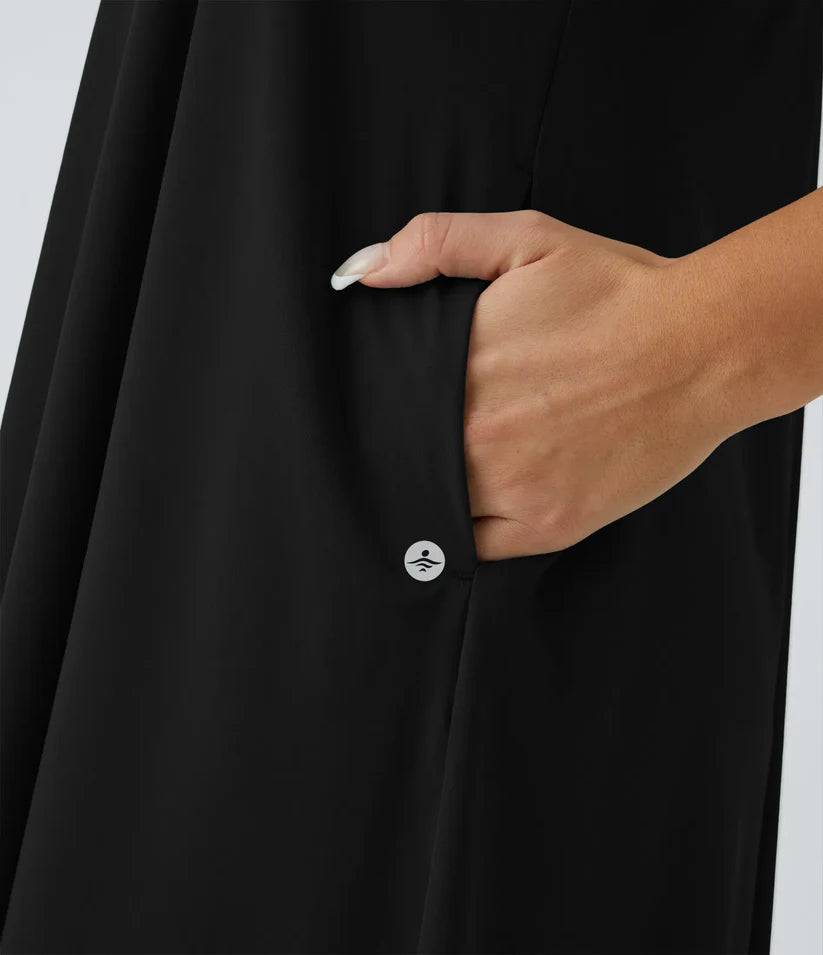 Side Pocket High Low Flowy Midi (Without Built in Bra)