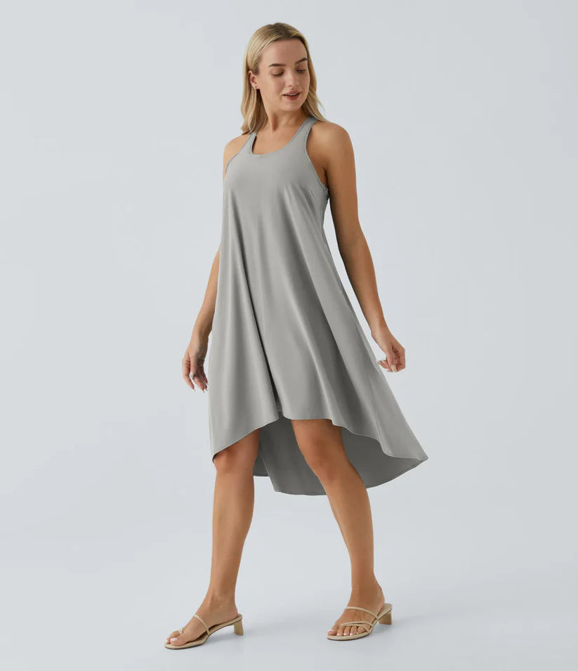Side Pocket High Low Flowy Midi (Without Built in Bra)