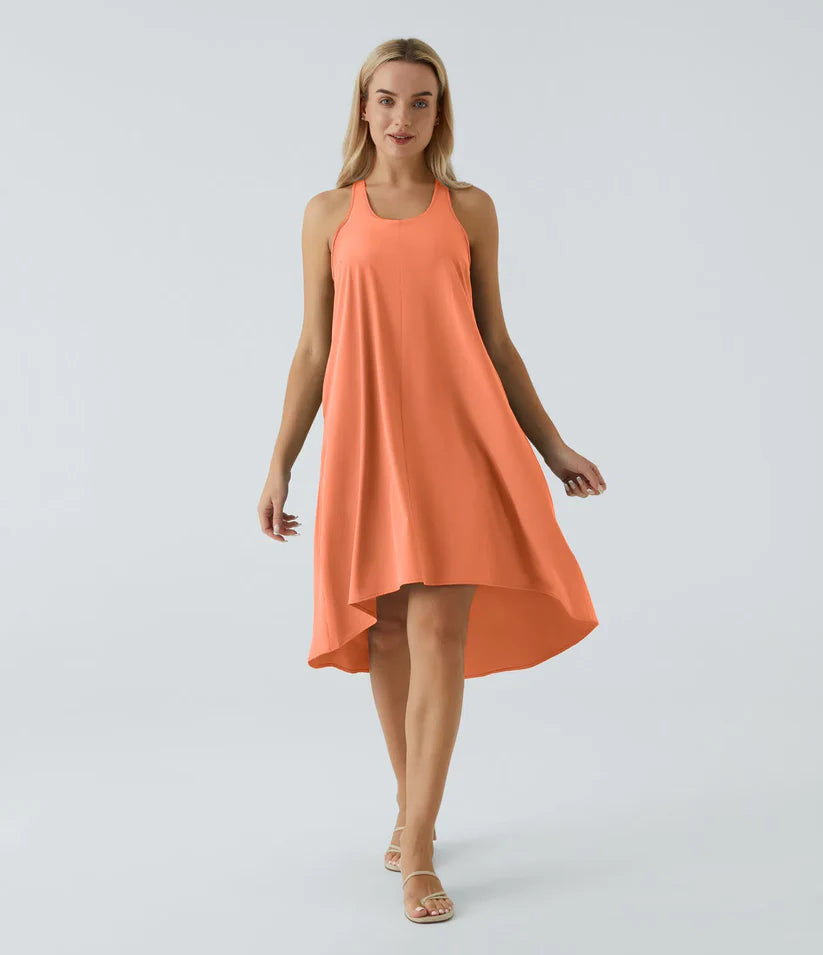 Side Pocket High Low Flowy Midi (Without Built in Bra)