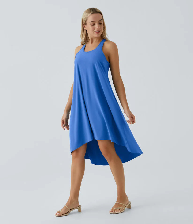 Side Pocket High Low Flowy Midi (Without Built in Bra)
