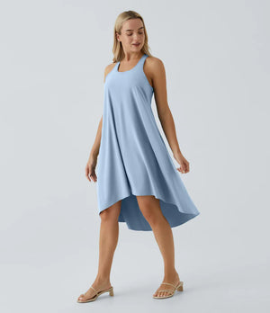 Side Pocket High Low Flowy Midi (Without Built in Bra)