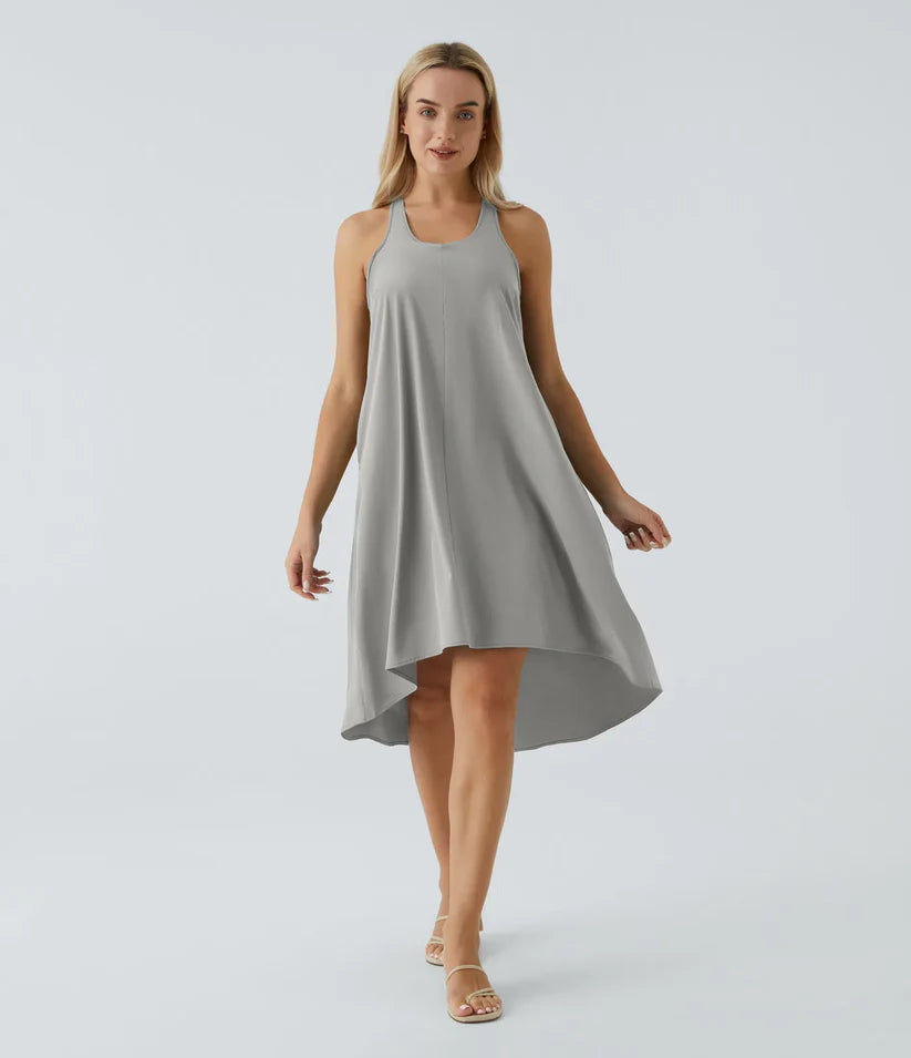Side Pocket High Low Flowy Midi (Without Built in Bra)