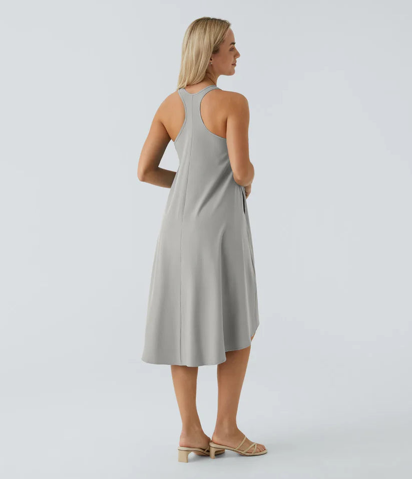 Side Pocket High Low Flowy Midi (Without Built in Bra)