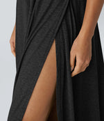 U Neck Backless Split Flowy Maxi Casual Tank Dress