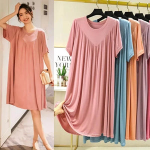 🧊Summer hot sale🧊Super Soft Comfortable Short Sleeve Loose Pajama Dress