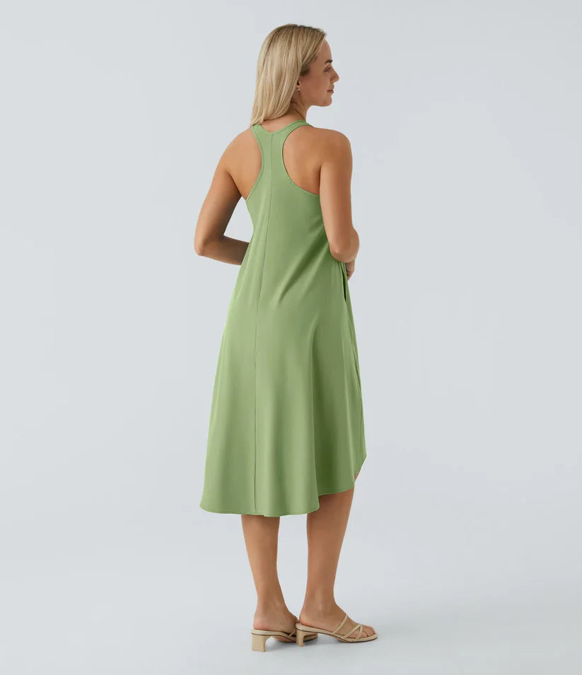 Side Pocket High Low Flowy Midi (Without Built in Bra)