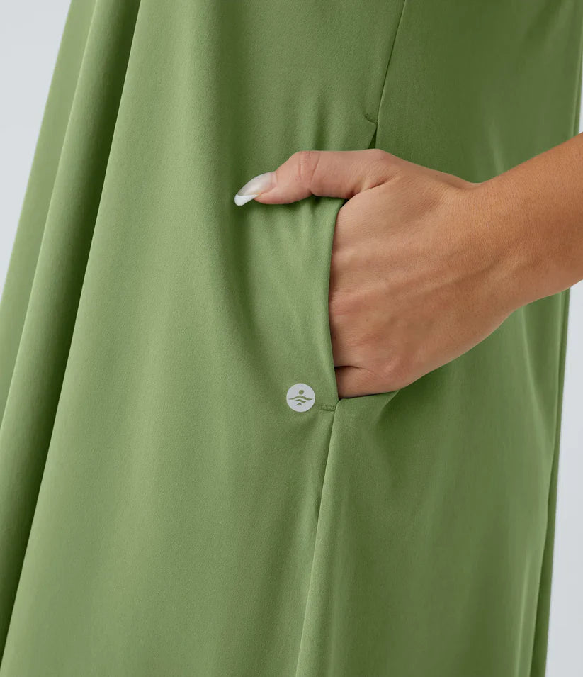 Side Pocket High Low Flowy Midi (Without Built in Bra)