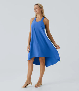 Side Pocket High Low Flowy Midi (Without Built in Bra)