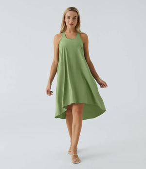 Side Pocket High Low Flowy Midi (Without Built in Bra)