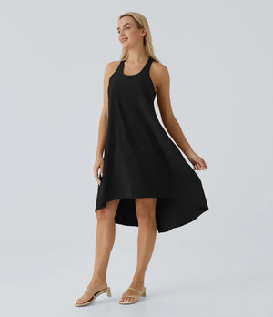 Side Pocket High Low Flowy Midi (Without Built in Bra)