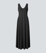 U Neck Backless Split Flowy Maxi Casual Tank Dress