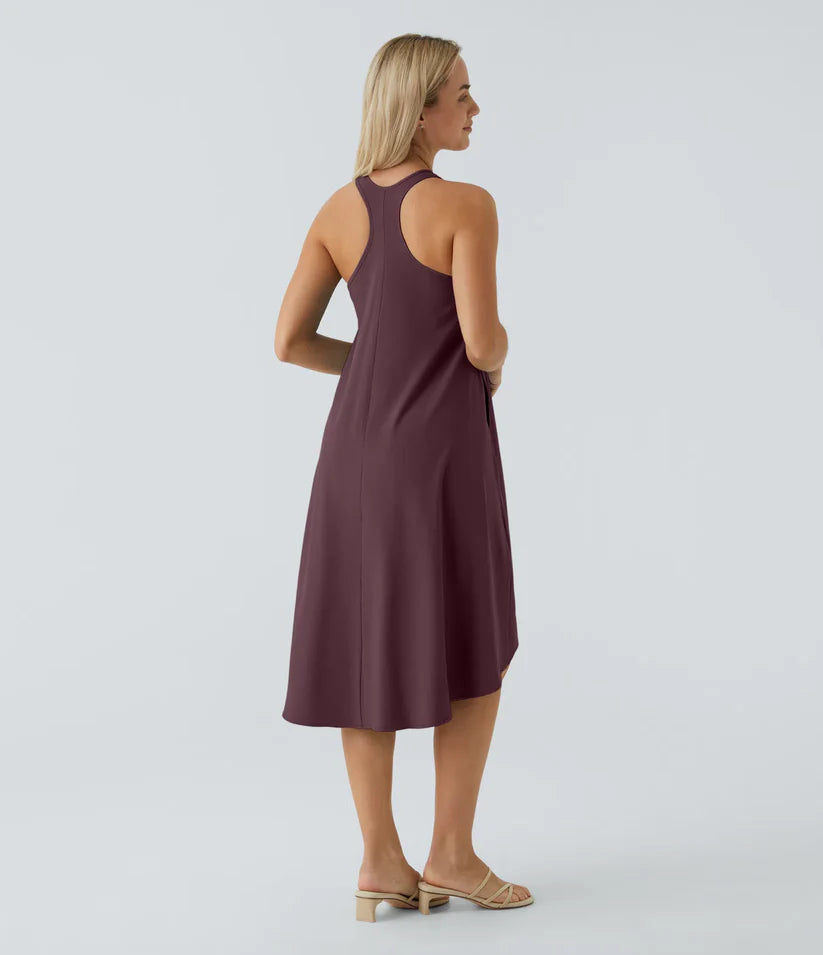 Side Pocket High Low Flowy Midi (Without Built in Bra)