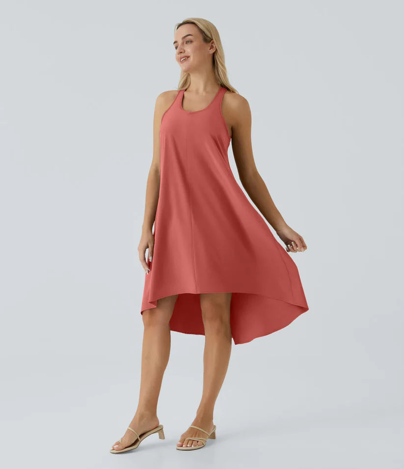 Side Pocket High Low Flowy Midi (Without Built in Bra)