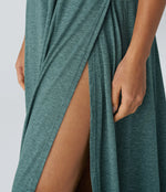 U Neck Backless Split Flowy Maxi Casual Tank Dress