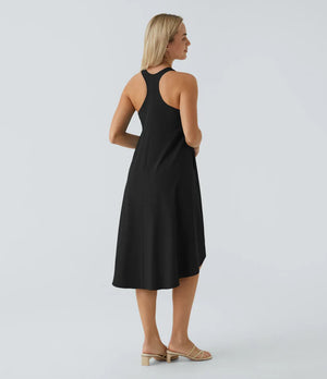 Side Pocket High Low Flowy Midi (Without Built in Bra)