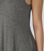 U Neck Backless Split Flowy Maxi Casual Tank Dress
