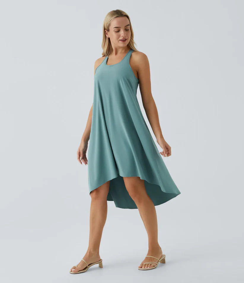 Side Pocket High Low Flowy Midi (Without Built in Bra)