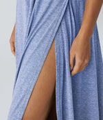 U Neck Backless Split Flowy Maxi Casual Tank Dress