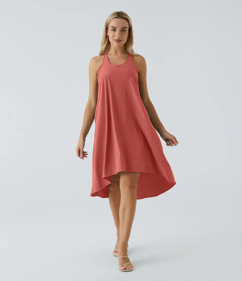 Side Pocket High Low Flowy Midi (Without Built in Bra)
