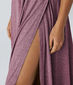 U Neck Backless Split Flowy Maxi Casual Tank Dress