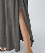 U Neck Backless Split Flowy Maxi Casual Tank Dress