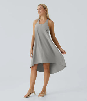 Side Pocket High Low Flowy Midi (Without Built in Bra)