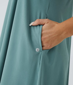 Side Pocket High Low Flowy Midi (Without Built in Bra)