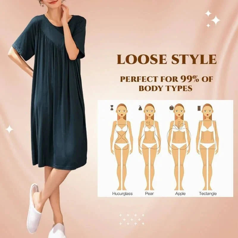 🧊Summer hot sale🧊Super Soft Comfortable Short Sleeve Loose Pajama Dress