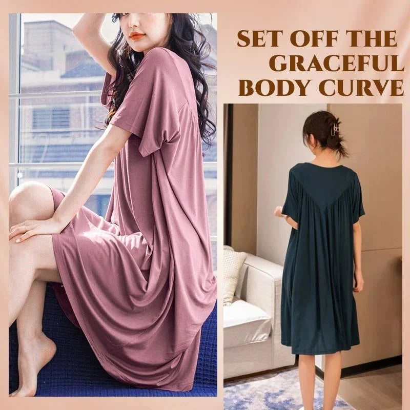 🧊Summer hot sale🧊Super Soft Comfortable Short Sleeve Loose Pajama Dress