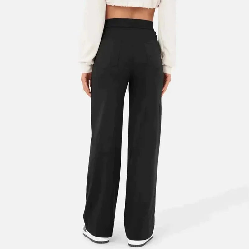 High-waisted Elastic Casual Straight Leg Pants