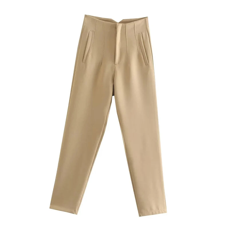 Tailored Pleat High Waist Pants